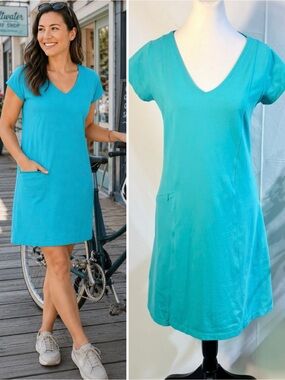 Toad & Co Teal Athletic Zip Pocket Dress Sz Small💛